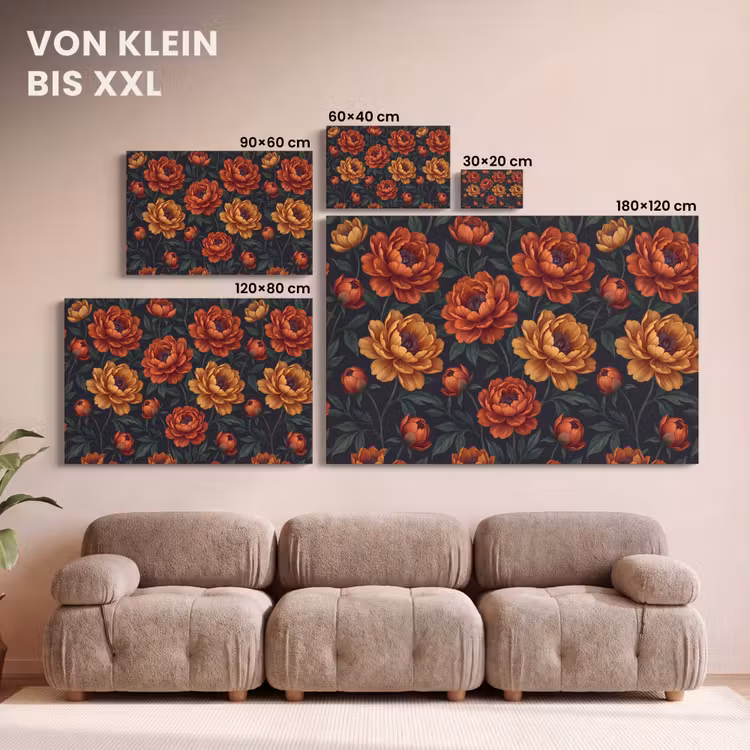 Bloemen - Bladeren - Natuur - Modern - Oranje canvas 2cm klein -Xsfeer8_DE