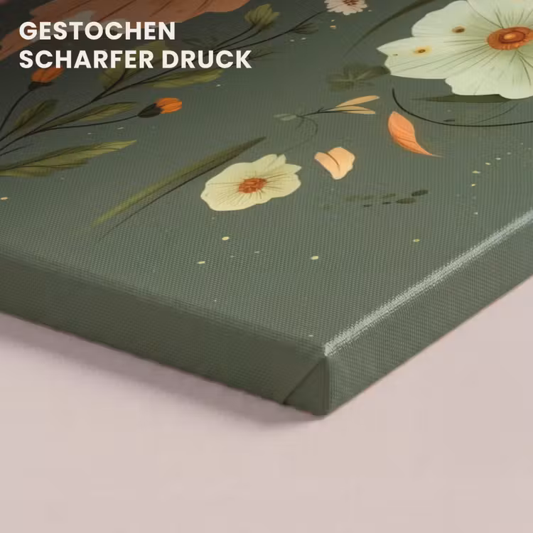 Bloemen - Bladeren - Olijfgroen - Vlinder canvas 2cm klein -uniquesellingpoint_afwerking-onlywow_DE