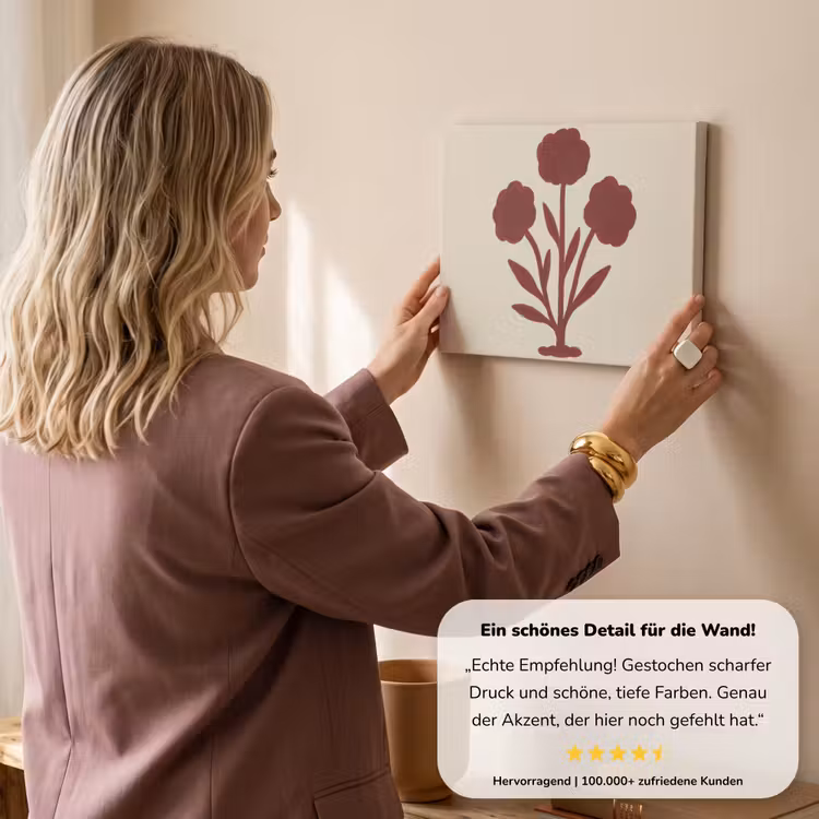 Bloemen - Bladeren - Rood - Minimalistisch canvas 2cm klein -sfeer3