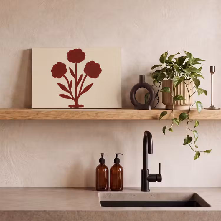 Bloemen - Bladeren - Rood - Minimalistisch canvas 2cm klein -closeup_print_DE
