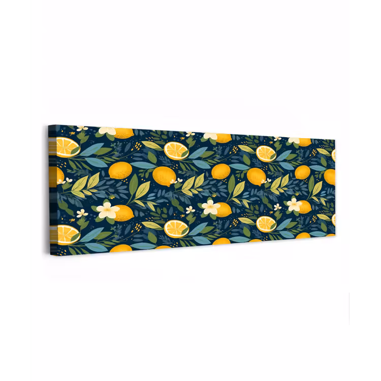 Bloemen - Bladeren - Citroenen - Blauw canvas 2cm klein 828 -z3d