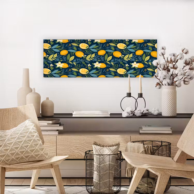 Bloemen - Bladeren - Citroenen - Blauw canvas 2cm klein 828 -sfeer6
