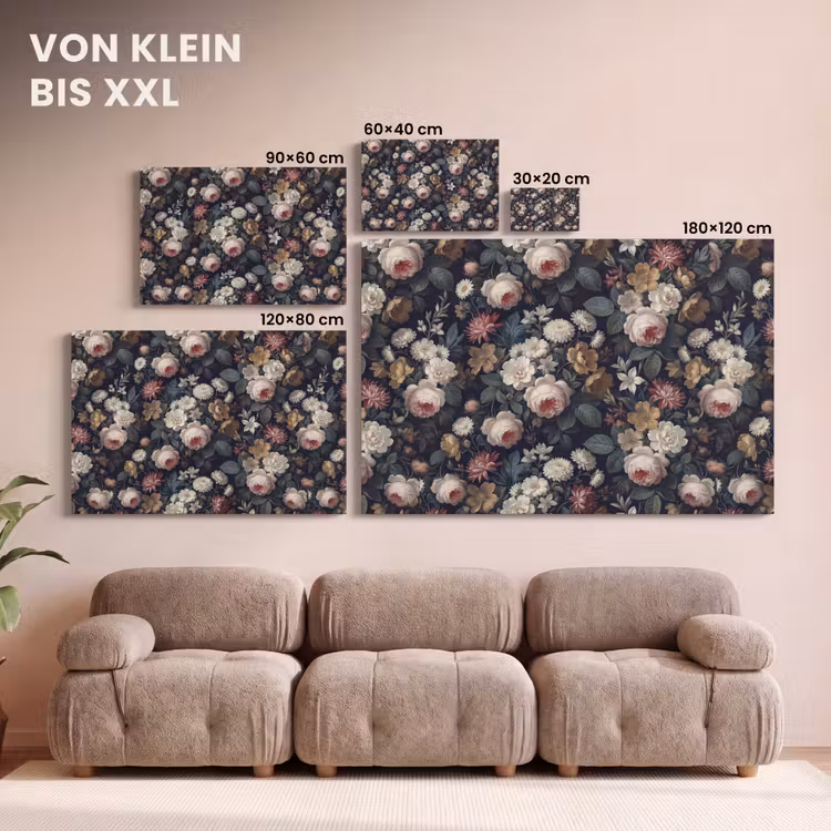 Bloemen - Boeket - Botanisch - Vintage - Donkere achtergrond canvas 2cm klein -Xsfeer8_DE