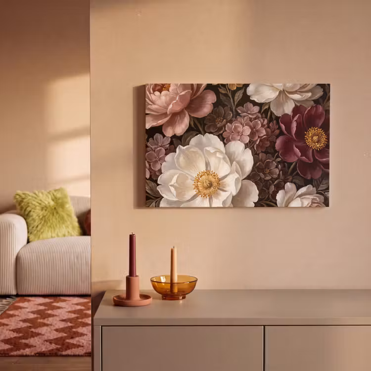Bloemen - Boeket - Klassiek - Donker - Rood canvas 2cm klein -sfeer1
