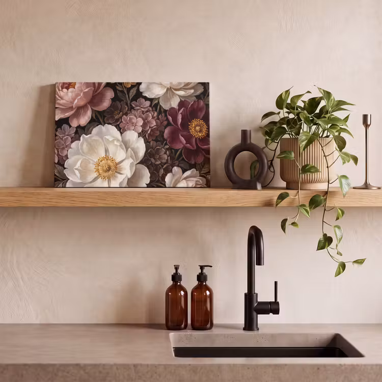 Bloemen - Boeket - Klassiek - Donker - Rood canvas 2cm klein -sfeer3
