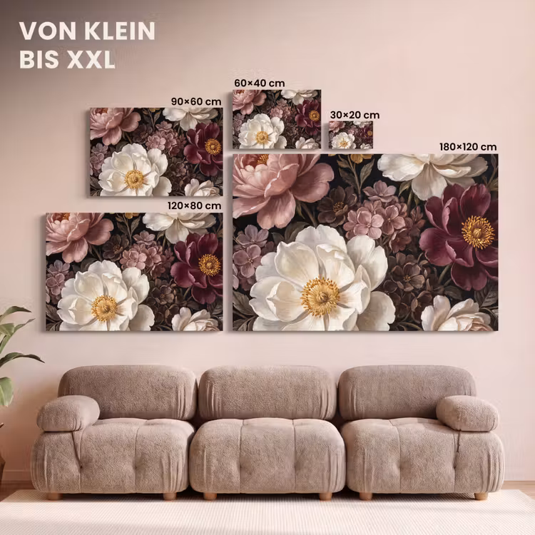 Bloemen - Boeket - Klassiek - Donker - Rood canvas 2cm klein -Xsfeer8_DE