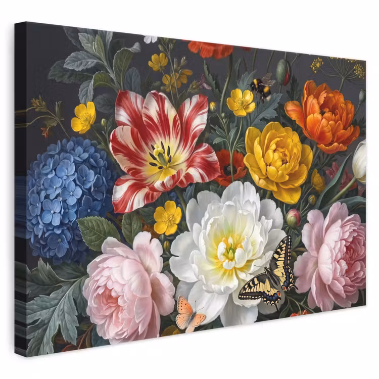 Bloemen - Boeket - Klassiek - Kleurrijk - Natuur canvas 2cm klein -3d