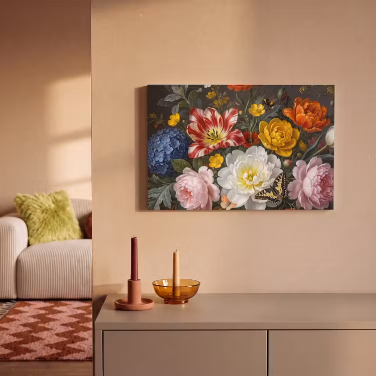 Bloemen - Boeket - Klassiek - Kleurrijk - Natuur canvas 2cm klein -sfeer1