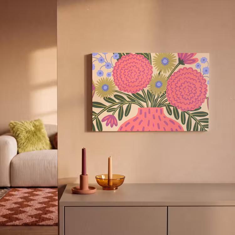 Bloemen - Boeket - Natuur - Abstract - Roze canvas 2cm klein -sfeer1