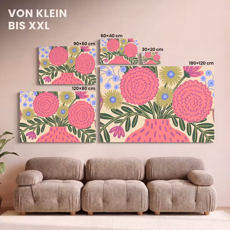 Bloemen - Boeket - Natuur - Abstract - Roze canvas 2cm klein -Xsfeer8_DE