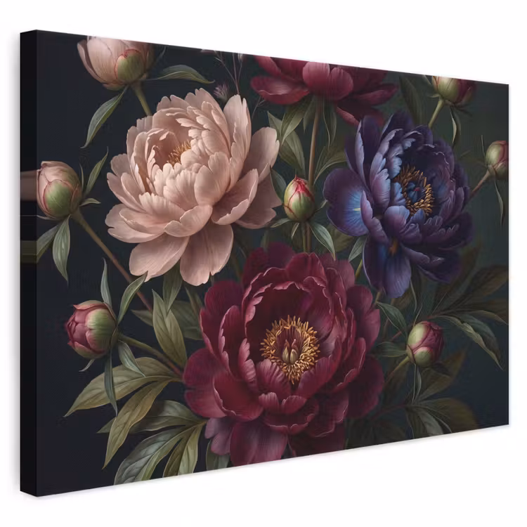 Bloemen - Boeket - Natuur - Modern - Donker canvas 2cm klein -3d