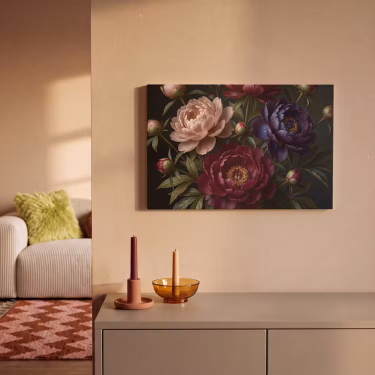 Bloemen - Boeket - Natuur - Modern - Donker canvas 2cm klein -sfeer1