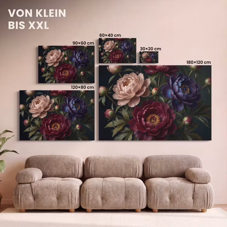Bloemen - Boeket - Natuur - Modern - Donker canvas 2cm klein -Xsfeer8_DE