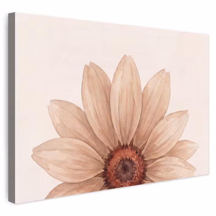 Bloemen - Bloemblad - Natuur - Aquarel - Beige canvas 2cm klein -3d
