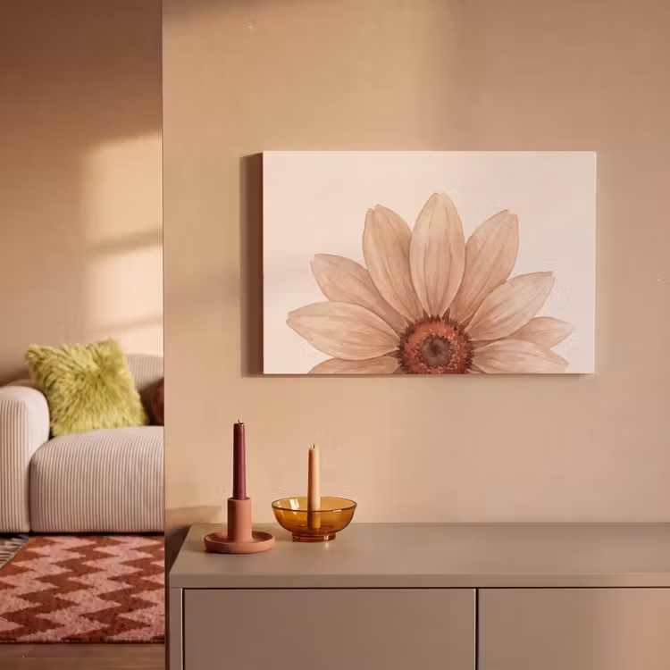 Bloemen - Bloemblad - Natuur - Aquarel - Beige canvas 2cm klein -sfeer1