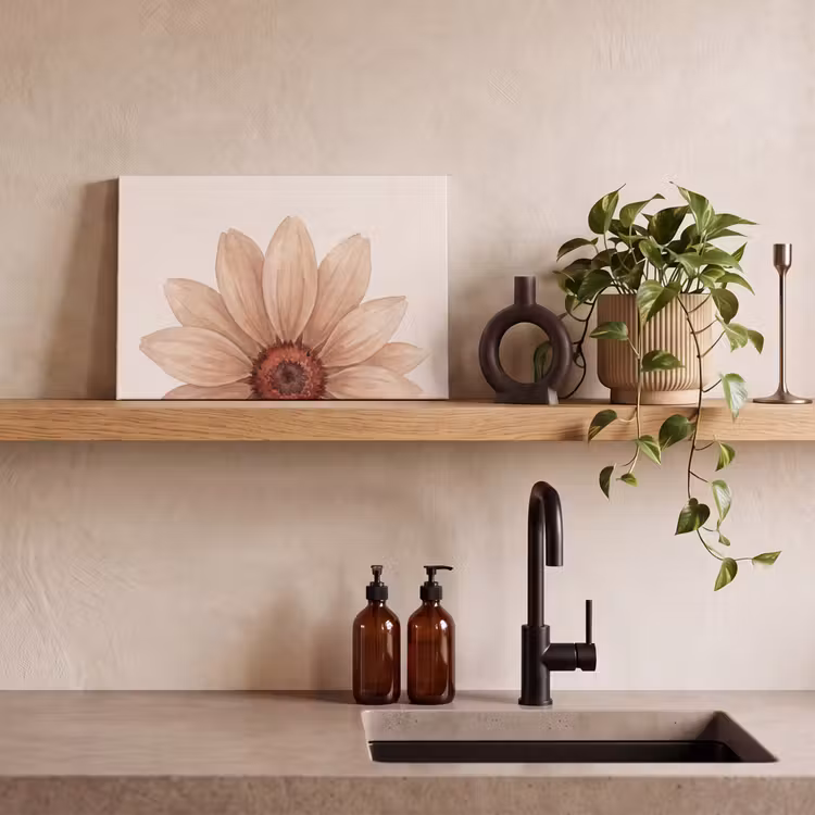 Bloemen - Bloemblad - Natuur - Aquarel - Beige canvas 2cm klein -sfeer3