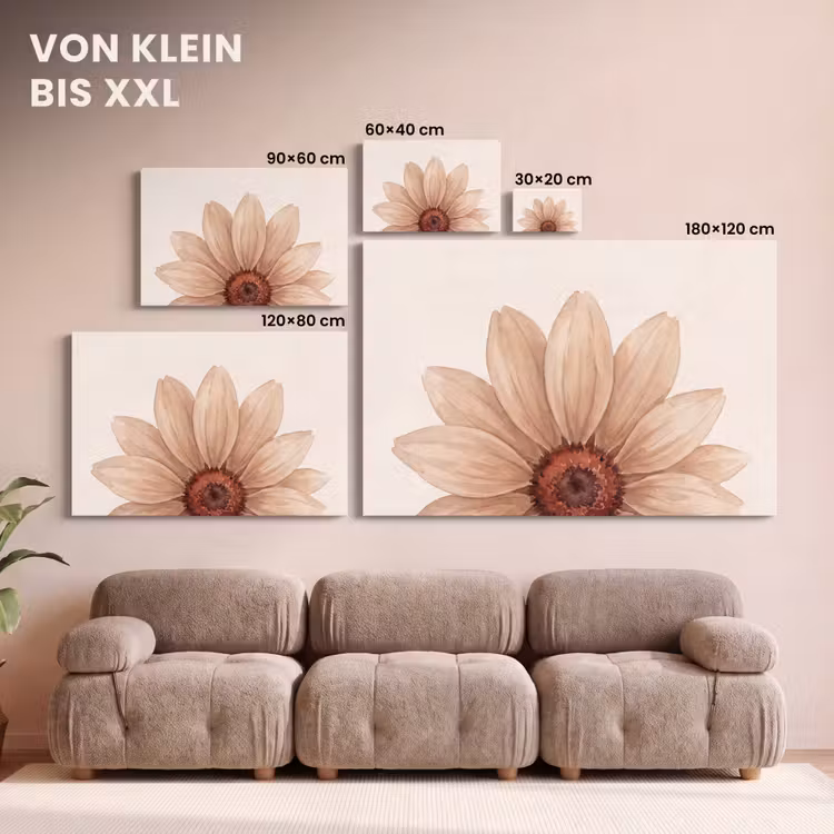 Bloemen - Bloemblad - Natuur - Aquarel - Beige canvas 2cm klein -Xsfeer8_DE