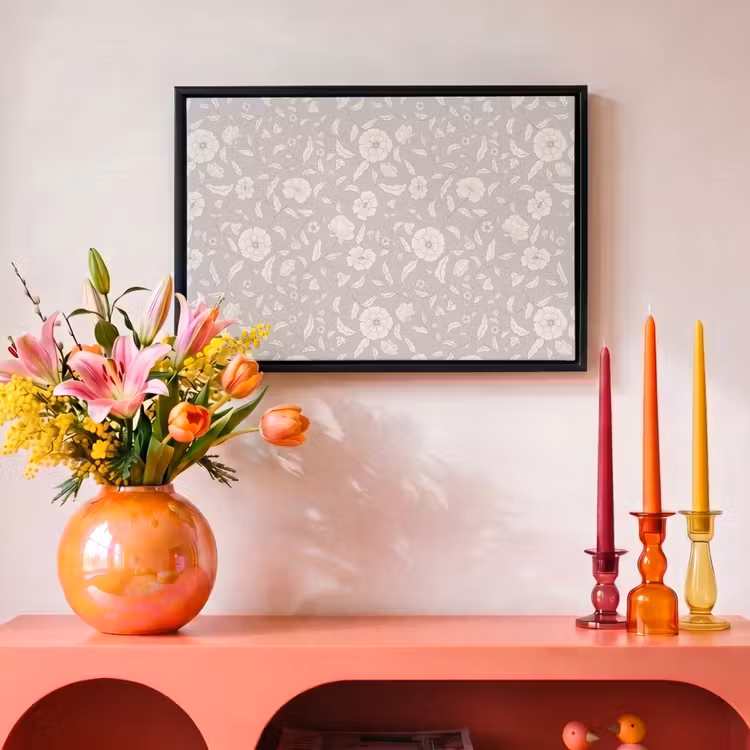 Bloemen - Blaadjes - Patroon Canvas met baklijst klein 1125 -atmosphere_sfeer2_global