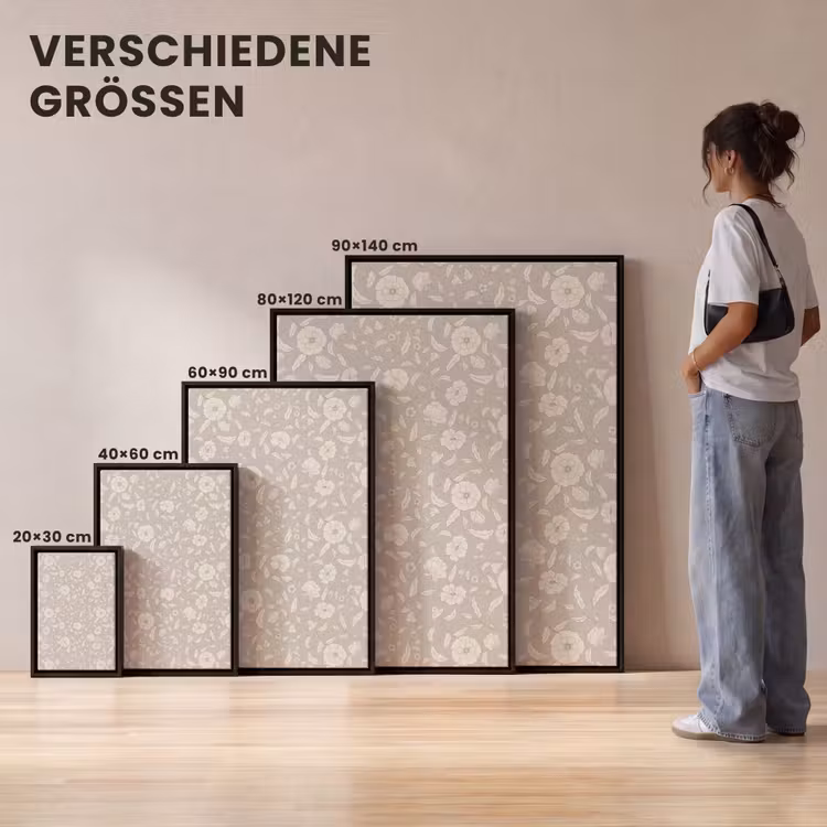Bloemen - Blaadjes - Patroon Canvas met baklijst klein 1125 -comparison_formatenoverzicht_DE