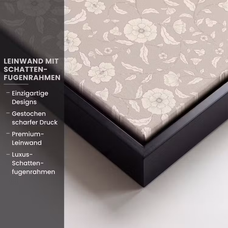 Bloemen - Blaadjes - Patroon Canvas met baklijst klein 1125 -uniquesellingpoint_productkenmerken_DE