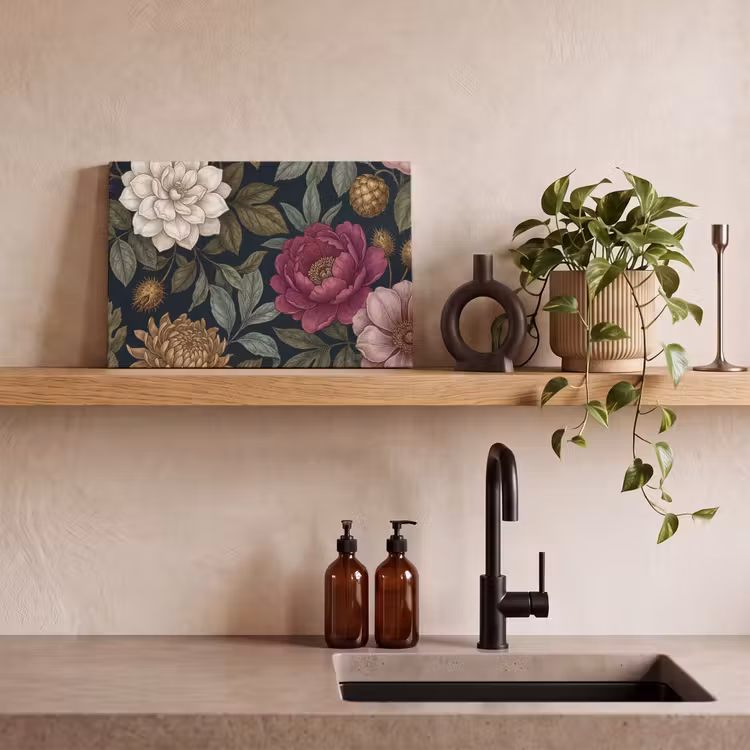 Bloemen - Botanisch - Illustratie - Donker - Vintage canvas 2cm klein -sfeer3