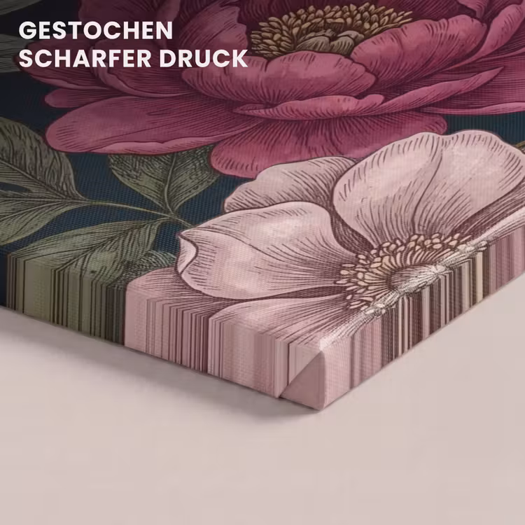 Bloemen - Botanisch - Illustratie - Donker - Vintage canvas 2cm klein -closeup_print_DE