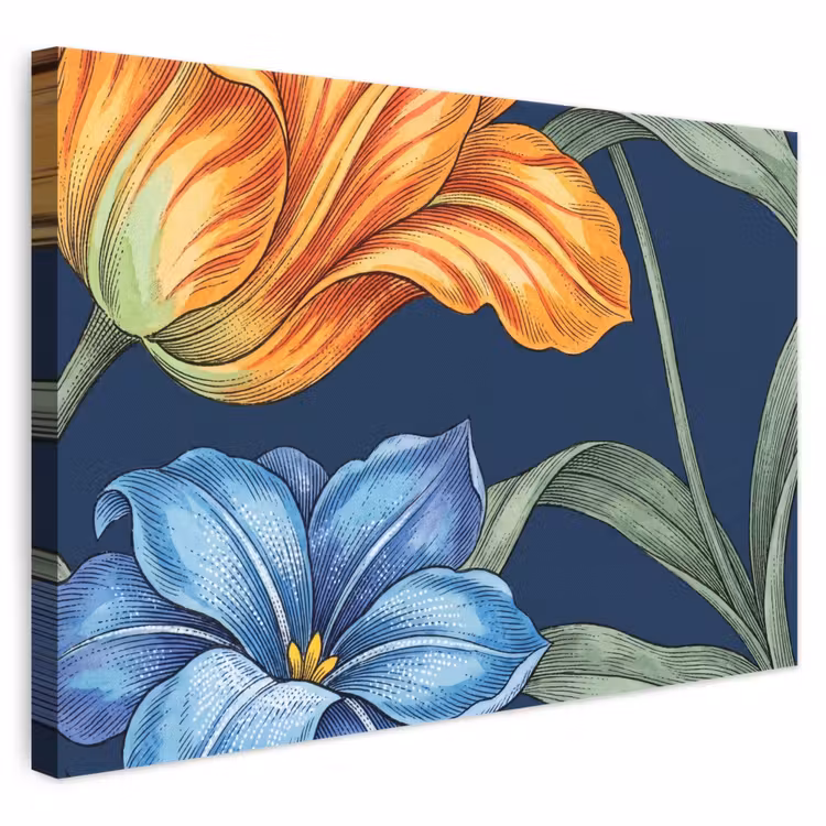 Leinwandbild - Blumen – Botanik – Muster - Bloemen - Botanisch - Patroon canvas 2cm klein