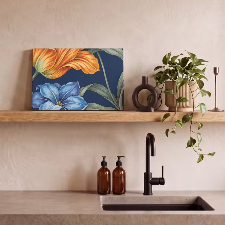 Leinwandbild - Blumen – Botanik – Muster - Bloemen - Botanisch - Patroon canvas 2cm klein