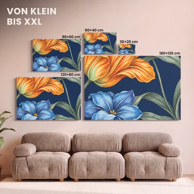 Leinwandbild - Blumen – Botanik – Muster - Bloemen - Botanisch - Patroon canvas 2cm klein