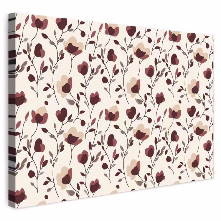 Bloemen - Botanisch - Bordeaux canvas 2cm klein 34 -3d