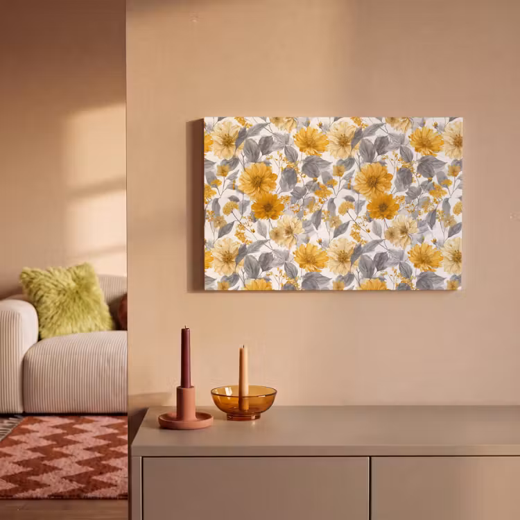 Bloemen - Botanisch - Elegant - Okergeel - Grijs canvas 2cm klein 34 -sfeer1