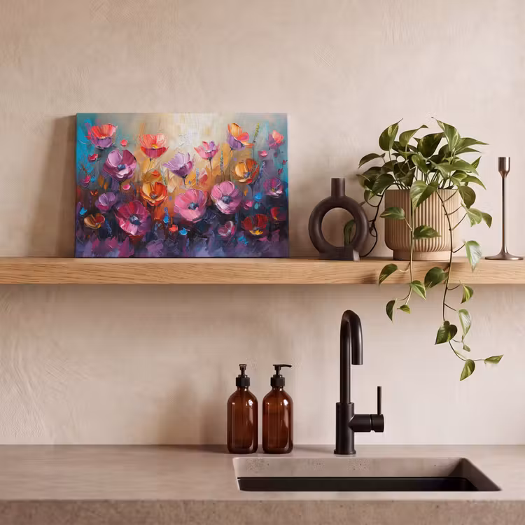 Bloemen - Botanisch - Kunst - Roze - Natuur canvas 2cm klein -sfeer6