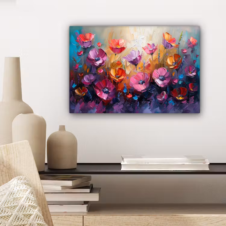 Bloemen - Botanisch - Kunst - Roze - Natuur canvas 2cm klein -closeup_print_DE