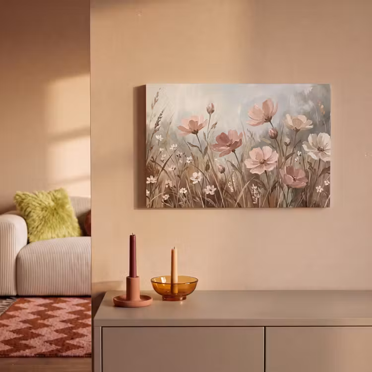Bloemen - Botanisch - Schilderij - Pastel - Rustiek canvas 2cm klein -sfeer1