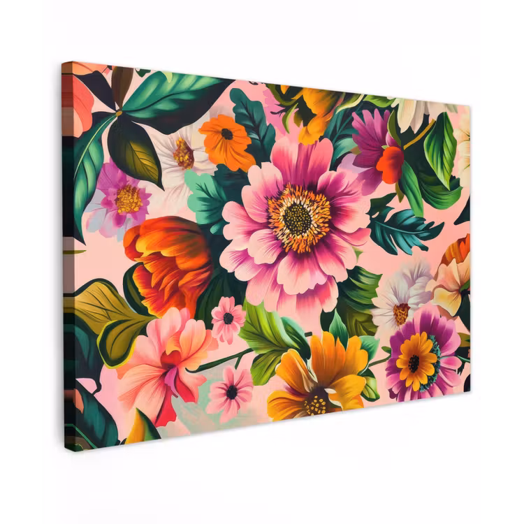Bloemen - Kleurrijk - Roze canvas 2cm klein -z3d