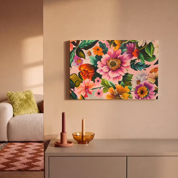 Bloemen - Kleurrijk - Roze canvas 2cm klein -sfeer1