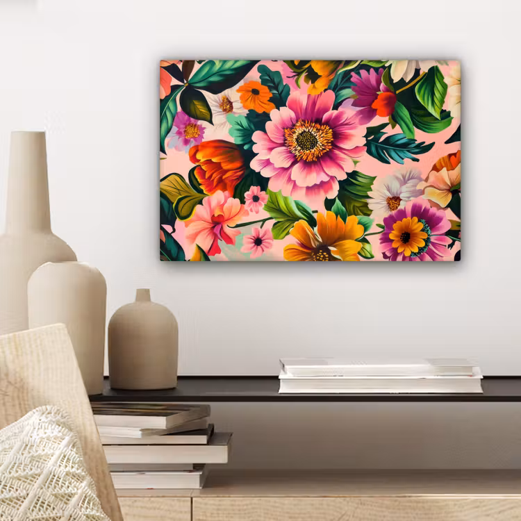 Bloemen - Kleurrijk - Roze canvas 2cm klein -sfeer6