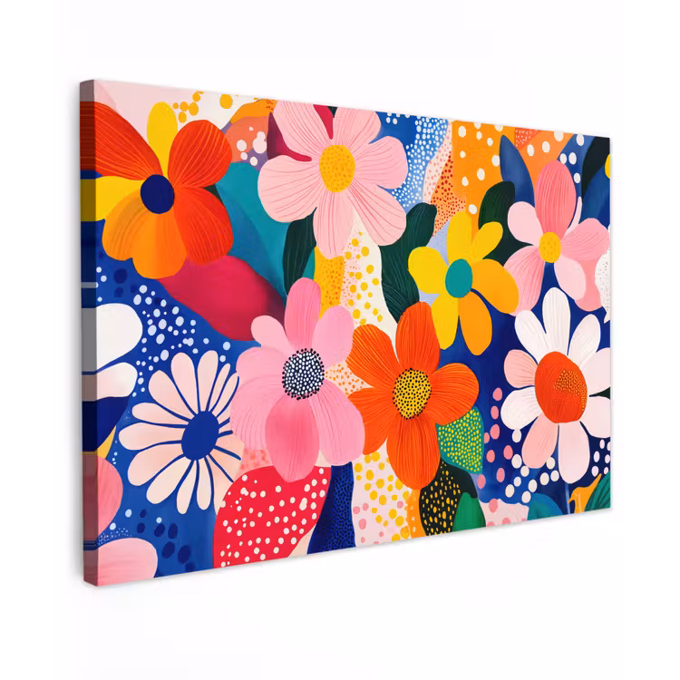 Bloemen - Kleurrijk - Stippen canvas 2cm klein -z3d
