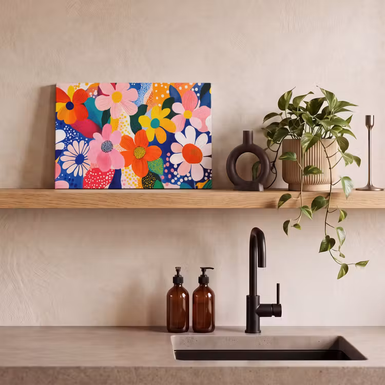 Bloemen - Kleurrijk - Stippen canvas 2cm klein -sfeer3