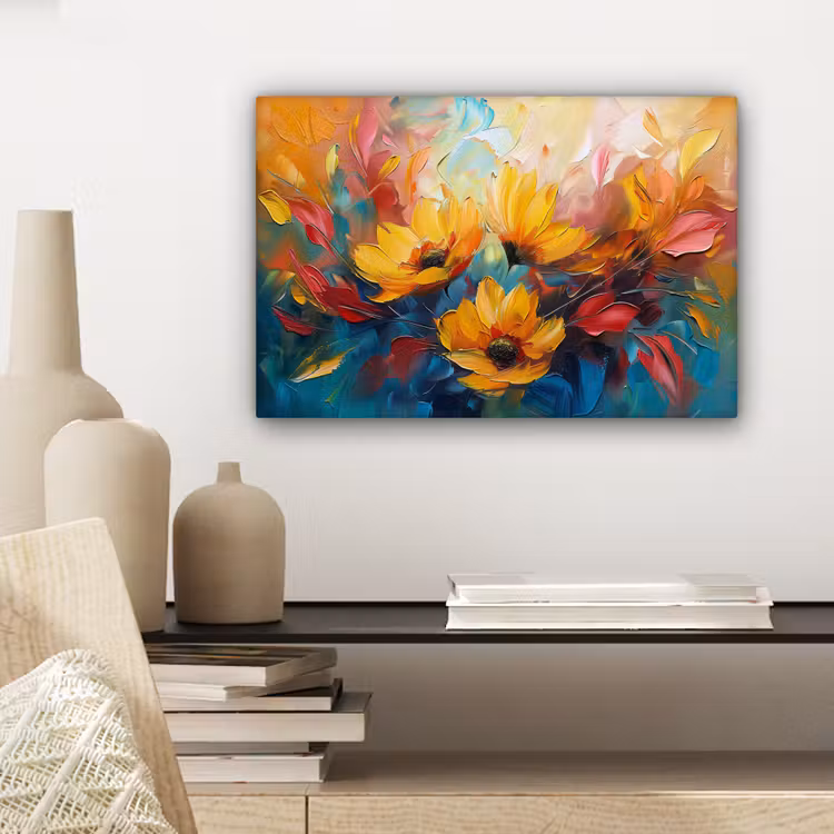 Bloemen - Dahlia - Kunst - Oranje - Watercolor canvas 2cm klein -closeup_print_DE