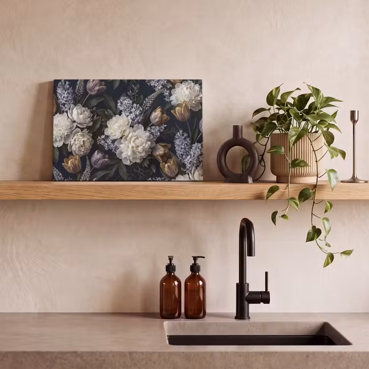 Bloemen - Donker - Elegant - Natuur - Wit canvas 2cm klein -sfeer3