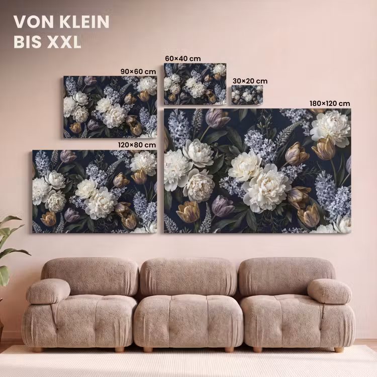 Bloemen - Donker - Elegant - Natuur - Wit canvas 2cm klein -Xsfeer8_DE