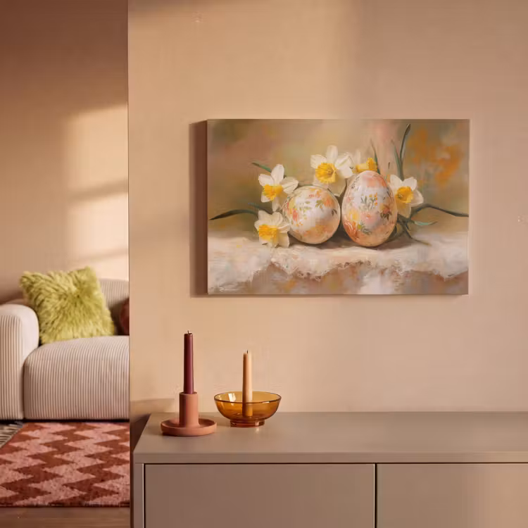 Bloemen - Eieren - Geschilderd canvas 2cm klein -sfeer1