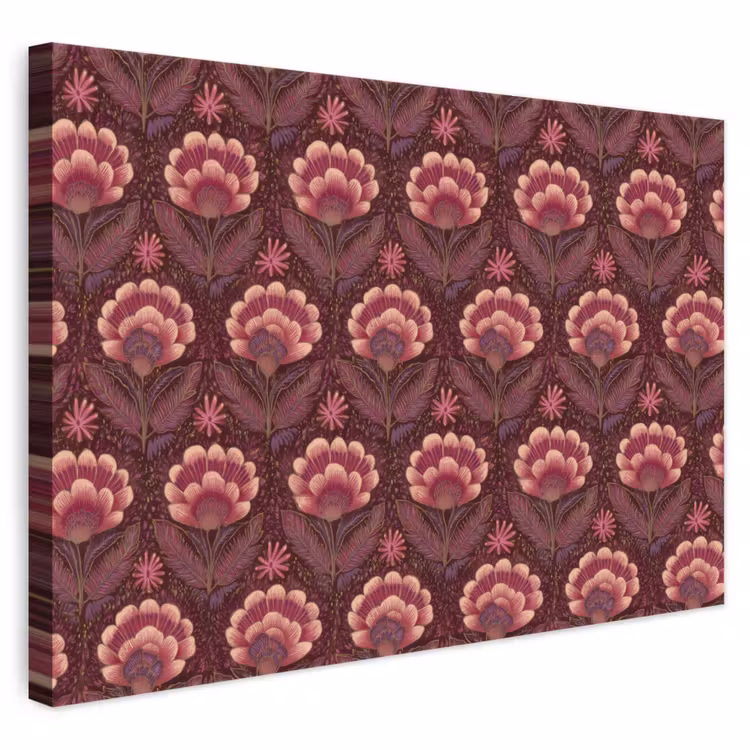 Bloemen - Waaier - Paars canvas 2cm klein 34 -3d
