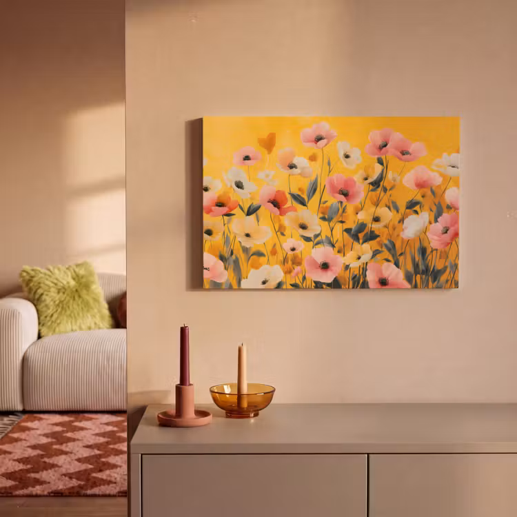 Bloemen - Veld - Geel canvas 2cm klein -sfeer1