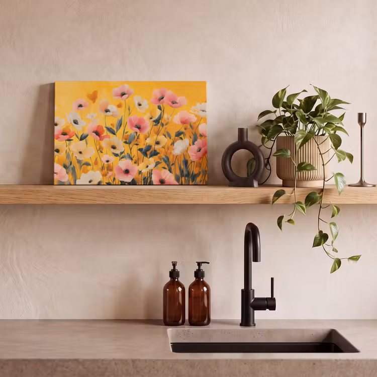 Bloemen - Veld - Geel canvas 2cm klein -sfeer3