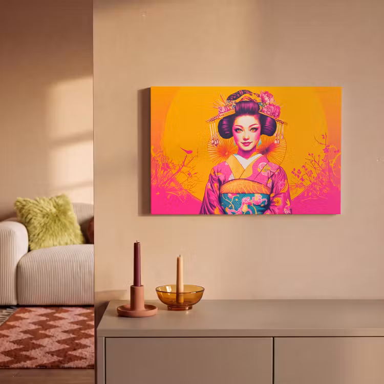Bloemen - Vrouw - Kimono - Roze canvas 2cm klein -sfeer1