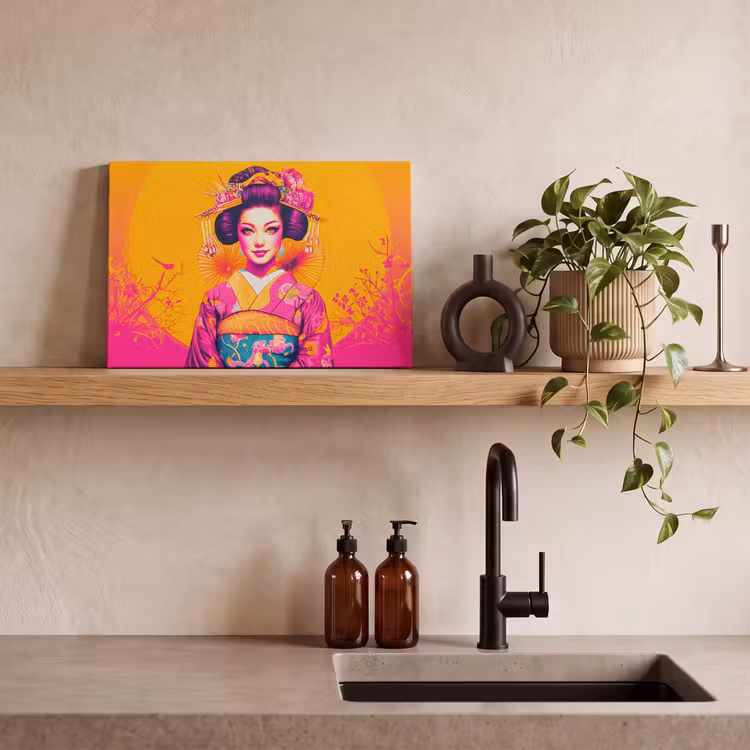 Bloemen - Vrouw - Kimono - Roze canvas 2cm klein -sfeer6