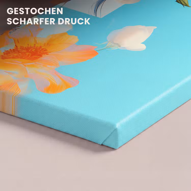 Bloemen - Vrouw - Zonnebril - Blauw canvas 2cm klein -closeup_print_DE