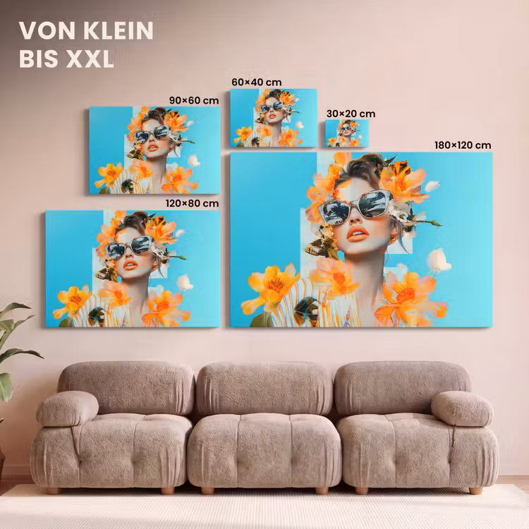 Bloemen - Vrouw - Zonnebril - Blauw canvas 2cm klein -Xsfeer8_DE